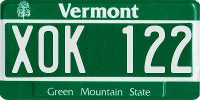 VT license plate XOK122
