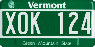VT license plate XOK124