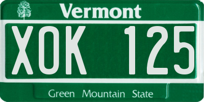 VT license plate XOK125