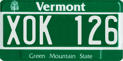 VT license plate XOK126