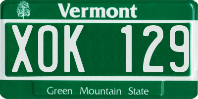VT license plate XOK129
