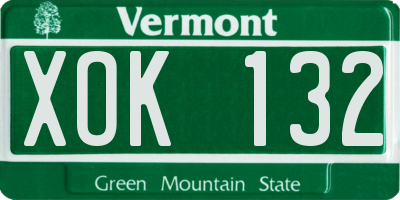 VT license plate XOK132