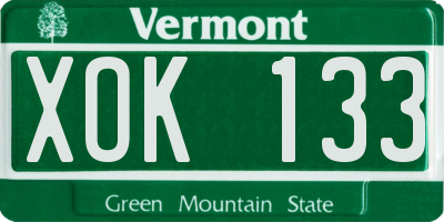 VT license plate XOK133