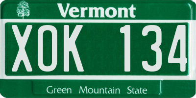 VT license plate XOK134