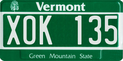 VT license plate XOK135