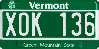 VT license plate XOK136