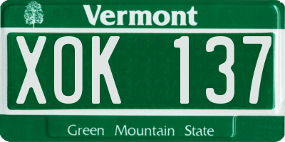 VT license plate XOK137
