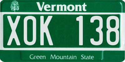 VT license plate XOK138