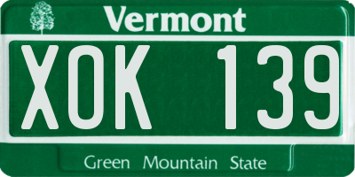 VT license plate XOK139
