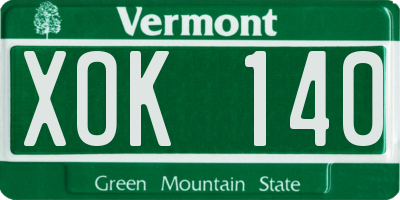 VT license plate XOK140