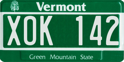 VT license plate XOK142