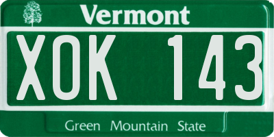 VT license plate XOK143
