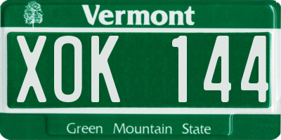 VT license plate XOK144