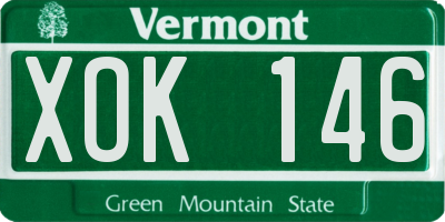 VT license plate XOK146