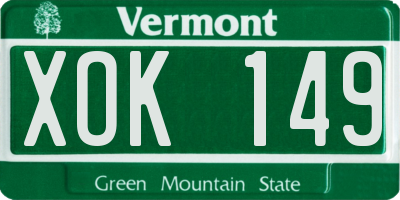 VT license plate XOK149