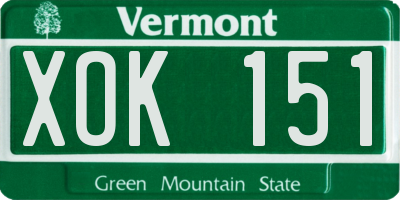 VT license plate XOK151