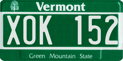 VT license plate XOK152