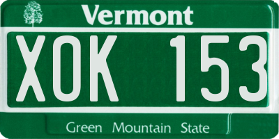 VT license plate XOK153