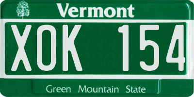 VT license plate XOK154