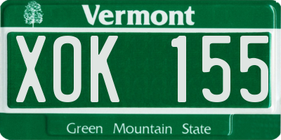 VT license plate XOK155