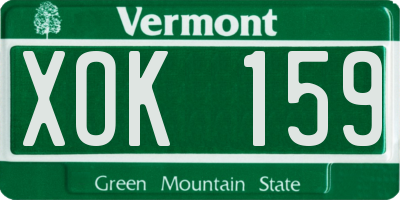 VT license plate XOK159