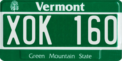 VT license plate XOK160