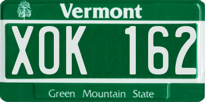 VT license plate XOK162