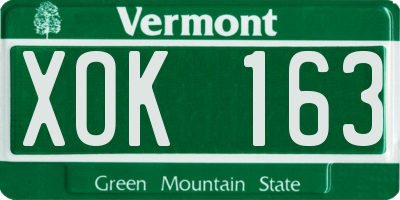 VT license plate XOK163