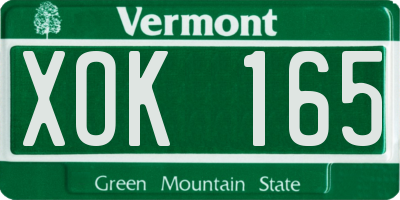 VT license plate XOK165