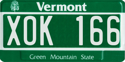 VT license plate XOK166