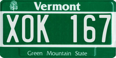 VT license plate XOK167