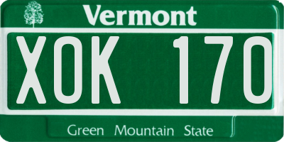 VT license plate XOK170