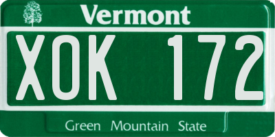 VT license plate XOK172
