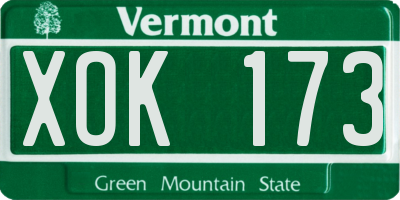 VT license plate XOK173