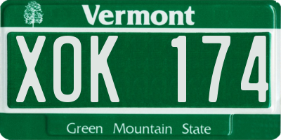 VT license plate XOK174