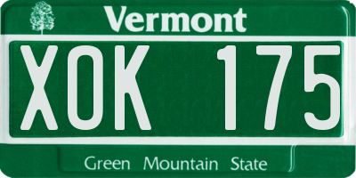 VT license plate XOK175