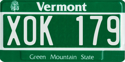 VT license plate XOK179