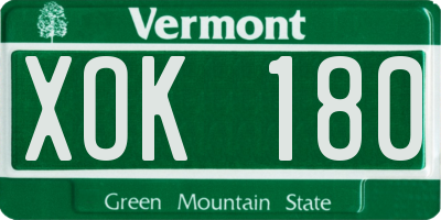 VT license plate XOK180