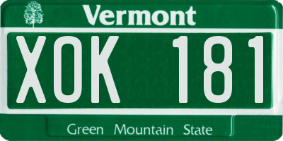 VT license plate XOK181