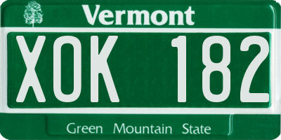 VT license plate XOK182