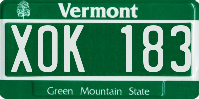 VT license plate XOK183