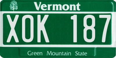 VT license plate XOK187