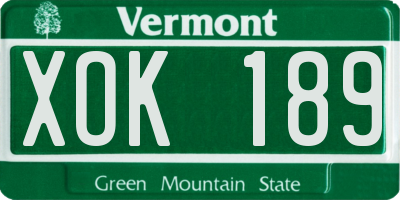 VT license plate XOK189
