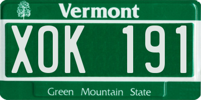 VT license plate XOK191
