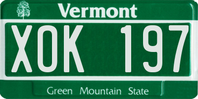 VT license plate XOK197