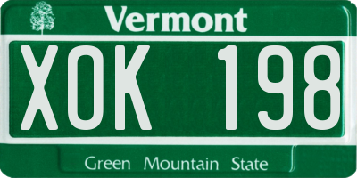VT license plate XOK198