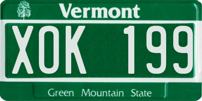 VT license plate XOK199