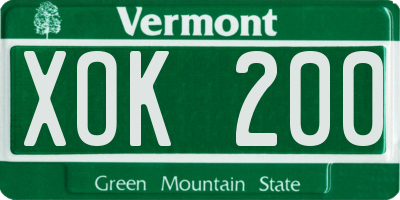VT license plate XOK200