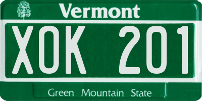 VT license plate XOK201