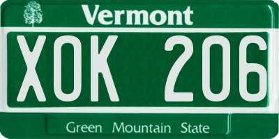 VT license plate XOK206